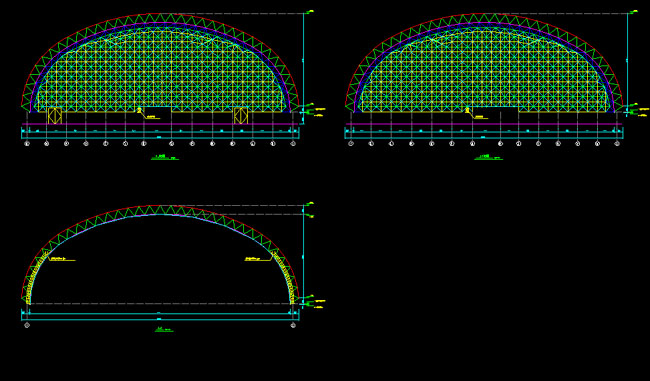 图们跨度110米，拱高35_7米煤棚网架